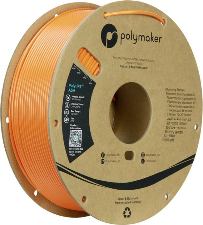 Image du produit Polymaker PF01016 Filament orange ASA résistant aux UV, aux intempéries et à la chaleur. (ASA, 2.85 mm, 1000 g, Orange)