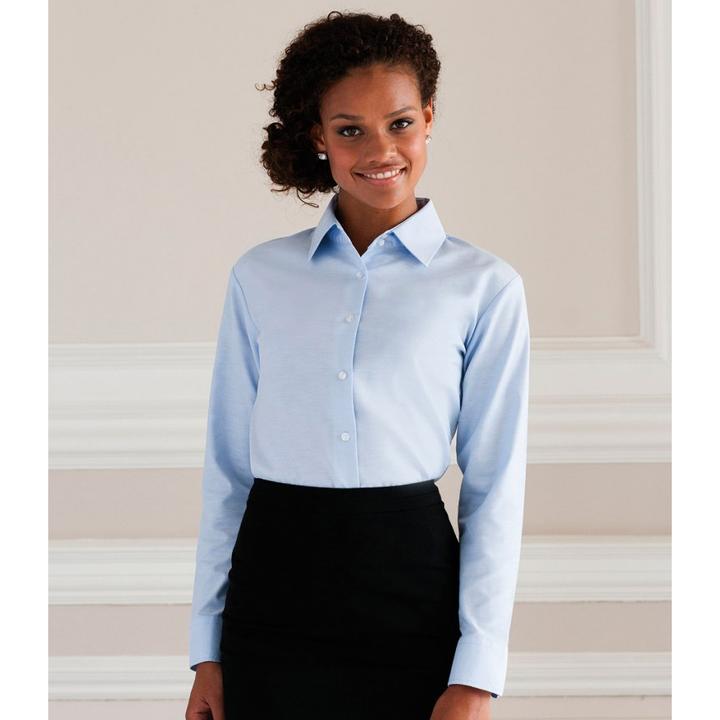 Produktbild Russell Collection Easy Care Oxford Bluse Langarm (XXL)