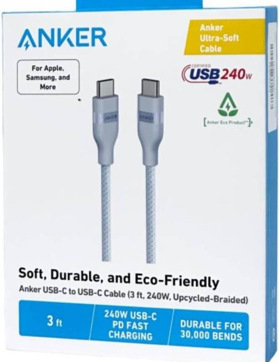 Immagine prodotto Anker Ultra Soft Kabel- USB-C zu USB-C - 240W - 0.9M - Blau (0.90 m, 240 W)