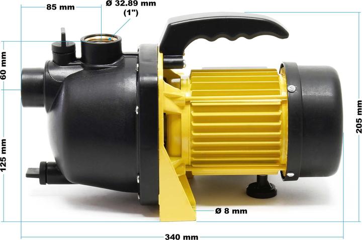 Image du produit Wiltec Pompe de jardin 3800l/h 1200W Poignée de transport & Vis de purge Hauteur de débit 48m Eau douce (Pompe de jardin)