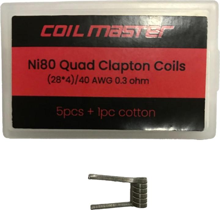 Image du produit Coil Master Ni80 Quad Clapton Coils 28x4 40awg 0.3 Ohm 5pcs (5 x)