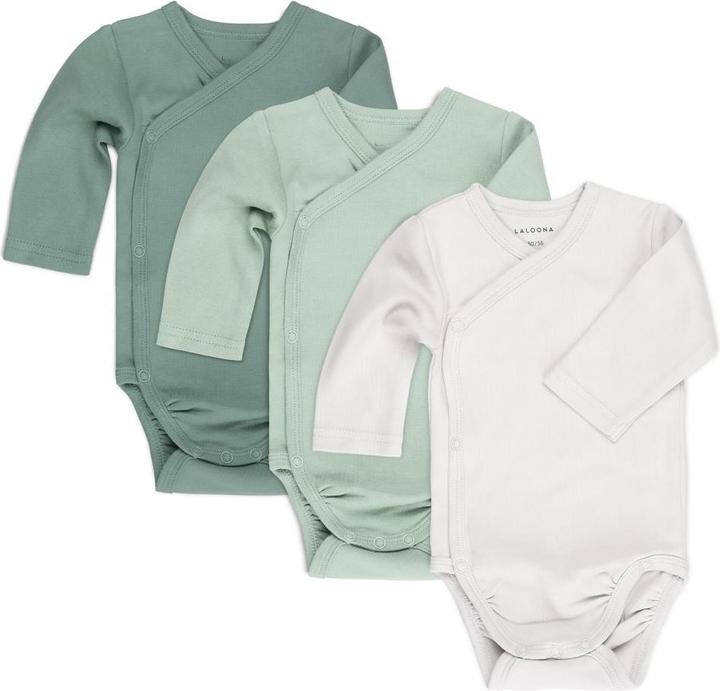 La Loona LaLoona Baby-Bodys & Wickelbodys Wickelbody Langarm 3er Pack - Grün -