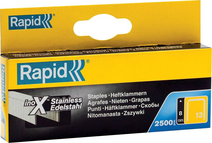 Image du produit Rapid Type 13 Agrafe à fil fin 8 mm Acier inoxydable (2500 x)