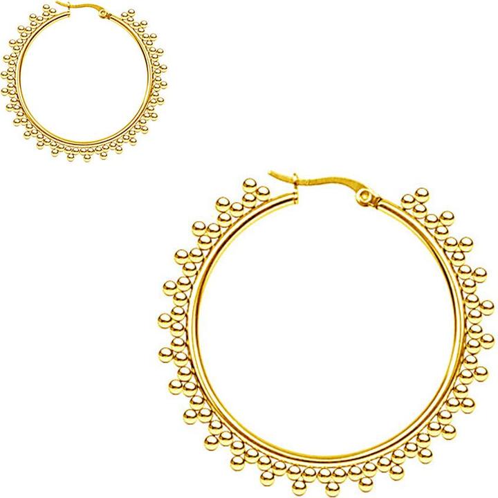 Produktbild Star Piercing Ohrring vergoldet Kugeln Dreiecke (Messing)