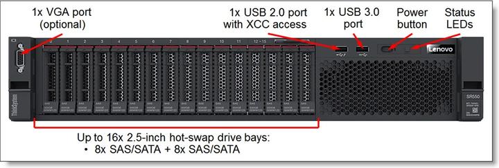 Image du produit Lenovo DCG ThinkSystem SR550 (Intel Xeon Silver 4208, 16 Go, Serveur en rack)