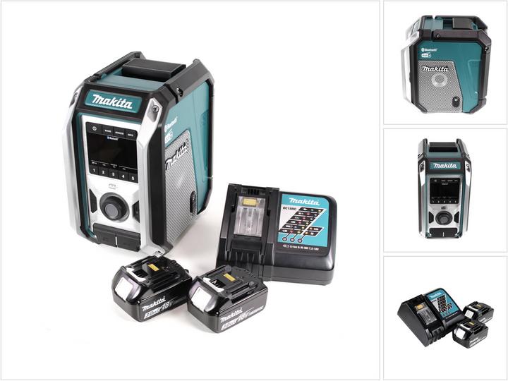 Actual product image Makita DMR 115 RF cordless construction site radio 12V - 18V Bluetooth DAB+ IP65 + 2x rechargeable battery