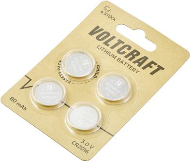 Immagine prodotto Voltcraft LM2016 Pila a bottone CR 2016 Litio 80 mAh 3 V 4 pz. (4 pz., CR2016, 80 mAh)