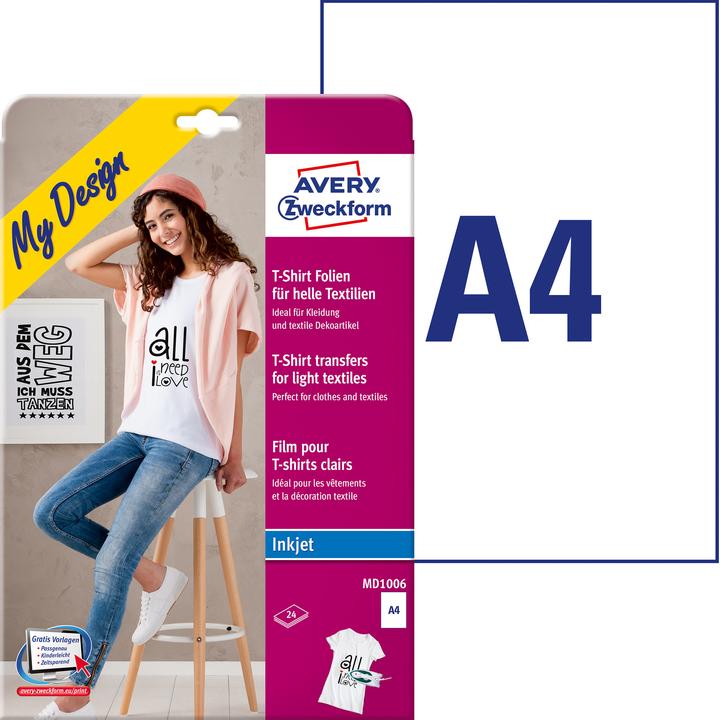 Produktbild Avery Transferfolien für helle Textilien (24 x)