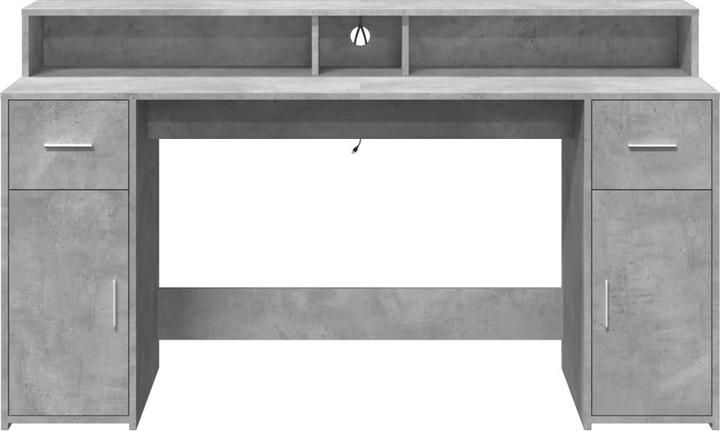 Image du produit VidaXL Bureau à LED Table d'ordinateur Table de travail PC Table de bureau gris béton (160 x 55 x 91 cm)