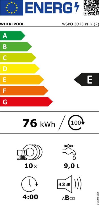 Energy Label Whirlpool WSBO 3O23 PF X
