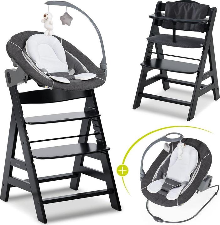Actual product image Hauck Hochstühle Alpha Plus Black 4-tlg. Newborn Set Deluxe (Highchair)