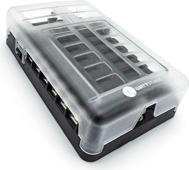 Produktbild Wattstunde Plus Distributor 12 mit je 4x 5A, 10A, 15A, 20A Flachsicherungen