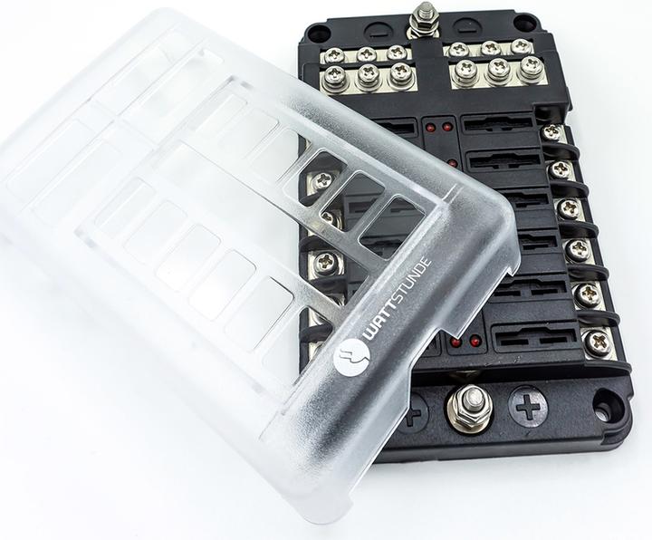 Produktbild Wattstunde Plus Distributor 12 mit je 4x 5A, 10A, 15A, 20A Flachsicherungen