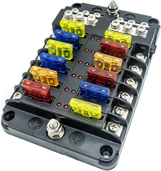 Produktbild Wattstunde Plus Distributor 12 mit je 4x 5A, 10A, 15A, 20A Flachsicherungen