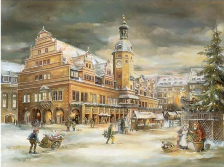 Olewinski & Tochter 2917 - Weihnachtspostkarte "Leipzig Rathaus" (1 Stk.)