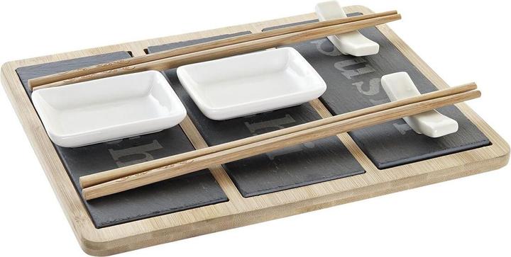 Actual product image DKD Home Decor Sushi-Set Bambus Tafel Schwarz natürlich Orientalisch 25 x 19 x 3 cm (2 Piece)