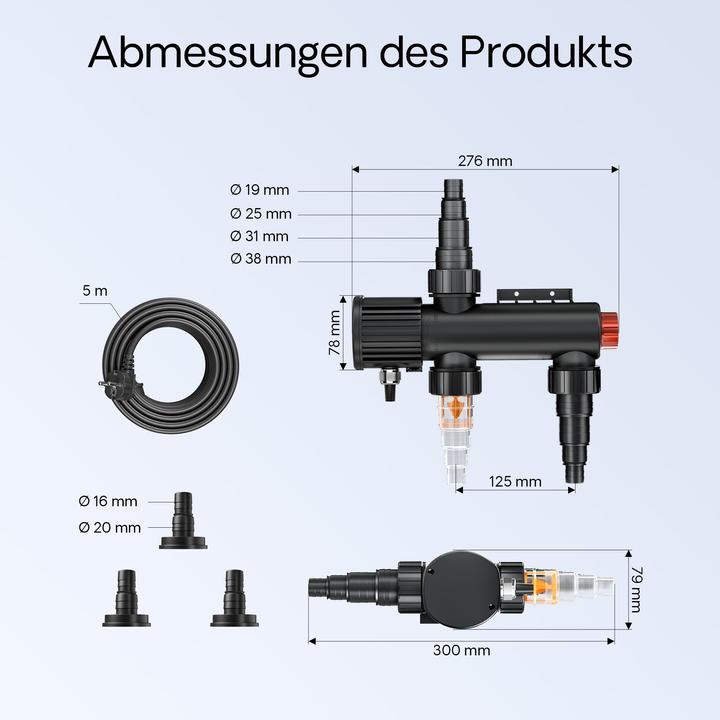 Produktbild SunSun UV-C 1500 l/h 9 W Teichklärer Vorklärgerät Wasserklärer Lichtfilter
