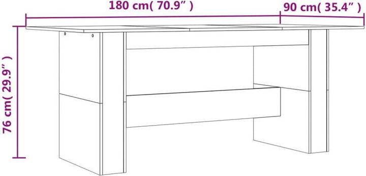 Actual product image VidaXL Esstisch Grau Sonoma 180x90x76 cm Holzwerkstoff,Farbe (180 x 90 x 76 cm)
