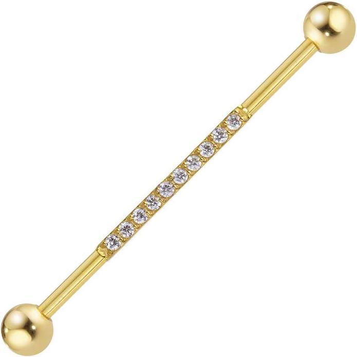 Immagine prodotto Bijouteria Industrial piercing (Acciaio chirurgico 316L, Zirconia, Rivestimento in PVD (colore oro))