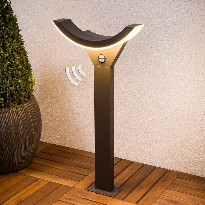 Produktbild Lucande Half Aussen Garten Leuchte w/Sensor Graphite (550 lm, IP54)