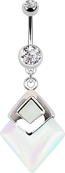 Produktbild Star Piercing Banane silber mit Anhänger Mondstein (Mineralisch, ohne Messing, Chirurgenstahl 316L)