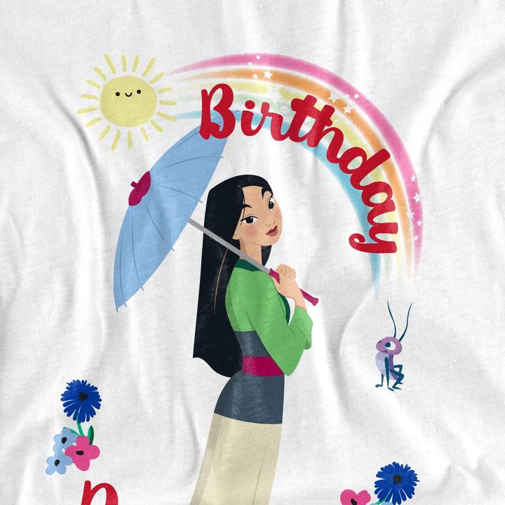 Actual product image Mulan Unisex Adult Birthday Princess And Her Lucky Cricket T-Shirt (S)