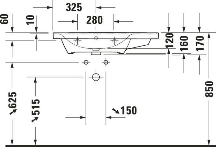 Produktbild Duravit Möbelwaschtisch D-NEO 800x480mm Be li m ÜL m HLB o HL weiss (480 mm, 800 mm)