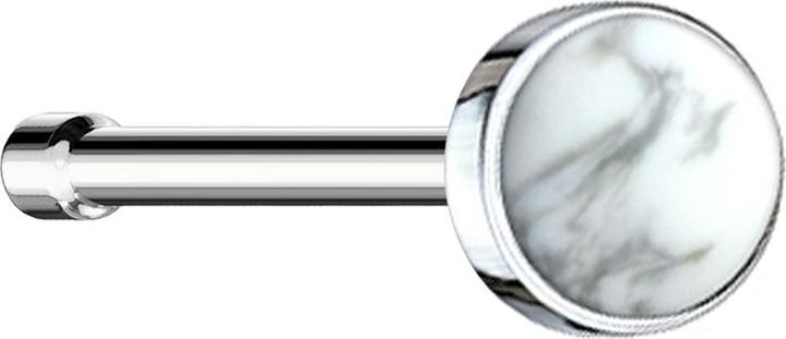 Produktbild Star Piercing Nasenstecker gerade silber mit Howlith Stein (ohne Messing, Chirurgenstahl 316L, Mineralisch)
