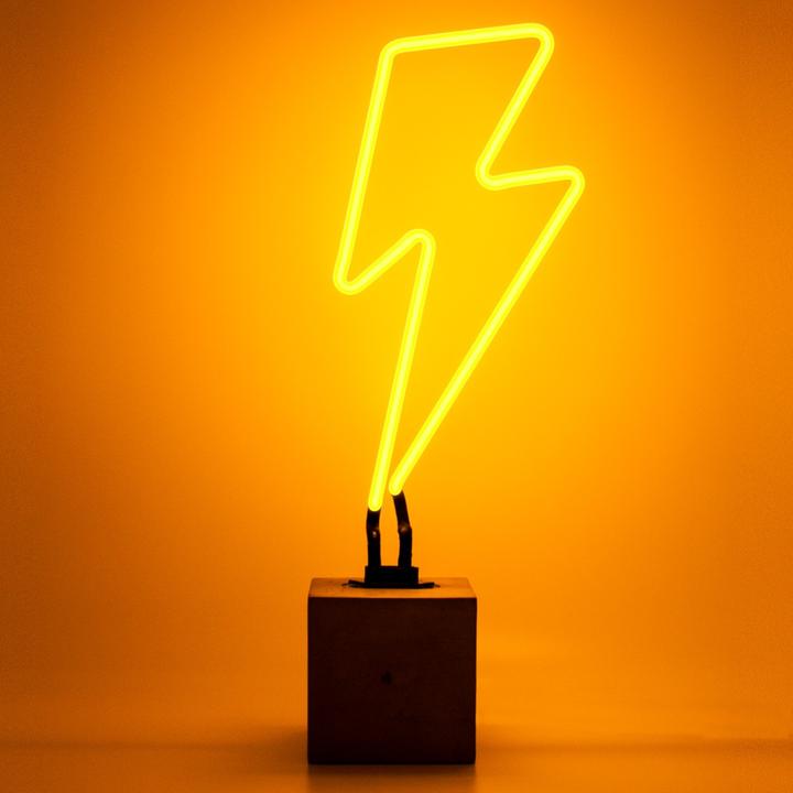 Produktbild Locomocean Glas Neon Tischlampe mit Betonsockel - Blitz