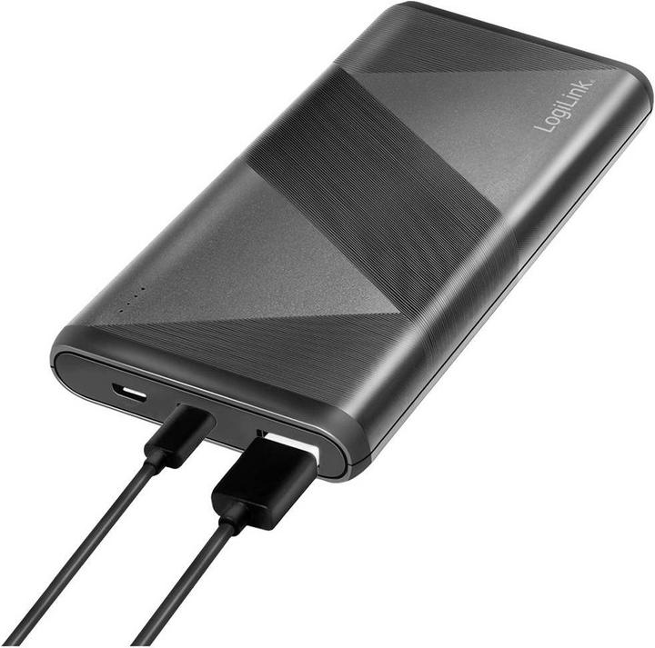 Immagine prodotto LogiLink Batteria ausiliaria mobile, 10.000 mAh, 2x USB, nero Batteria ausiliaria portatile per smartphone e (10000 mAh, 18 W, 37 Wh)