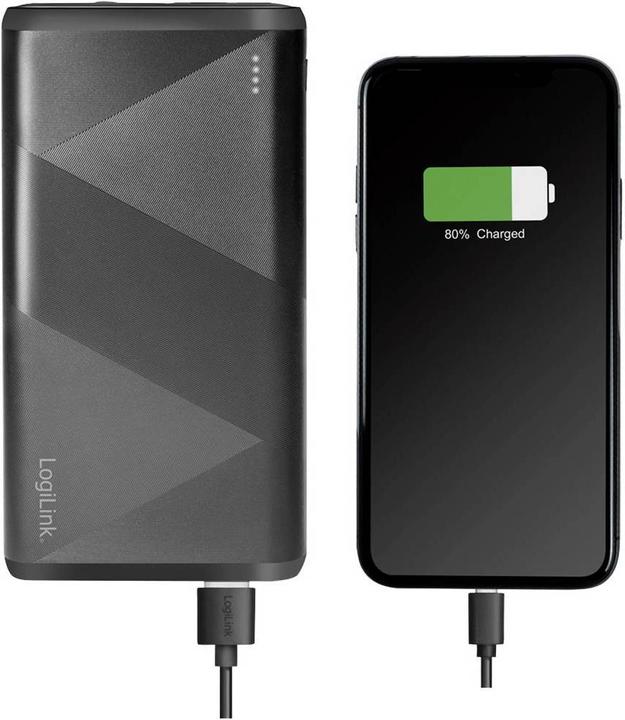Immagine prodotto LogiLink Batteria ausiliaria mobile, 10.000 mAh, 2x USB, nero Batteria ausiliaria portatile per smartphone e (10000 mAh, 18 W, 37 Wh)