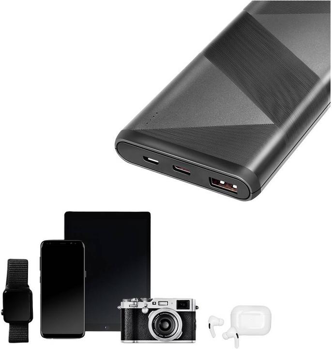 Immagine prodotto LogiLink Batteria ausiliaria mobile, 10.000 mAh, 2x USB, nero Batteria ausiliaria portatile per smartphone e (10000 mAh, 18 W, 37 Wh)