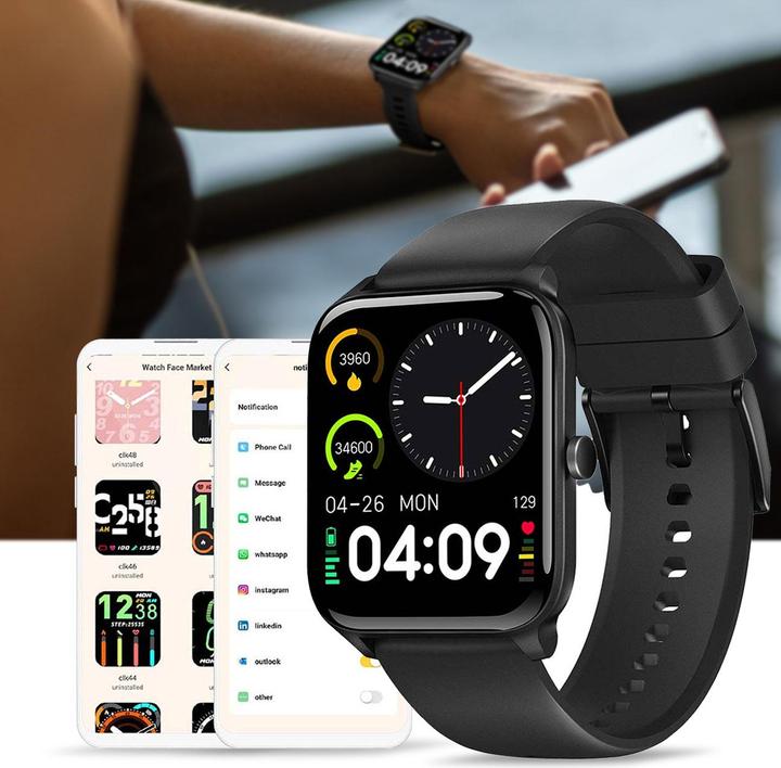 Actual product image Nedis SmartLife watch | LCD | IP68 | Maximum operating time: 14400 min | Android™ / IOS | Black