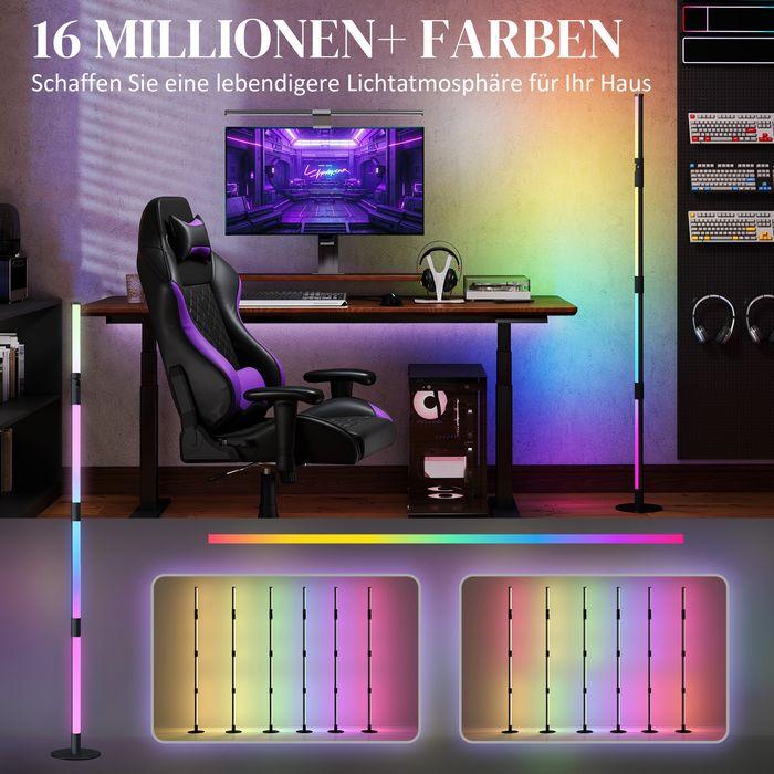 Produktbild Swisshandel24 LED-Stehlampe Wohnzimmer Stehleuchte mit Fernbedienung, App-Steuerung Dunkelgrau