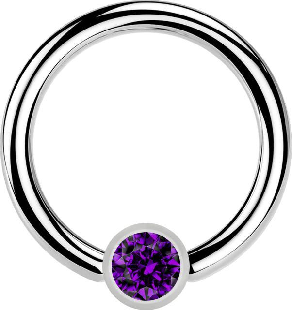 Produktbild Star Piercing Micro Ball Closure Ring silber und Kristall violett (Chirurgenstahl 316L, ohne Messing)