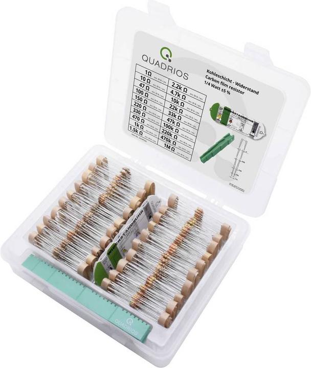 Produktbild Quadrios Kohleschicht-Widerstand Sortiment 1/4W, ±5% mit Zubehör, 1002 tlg