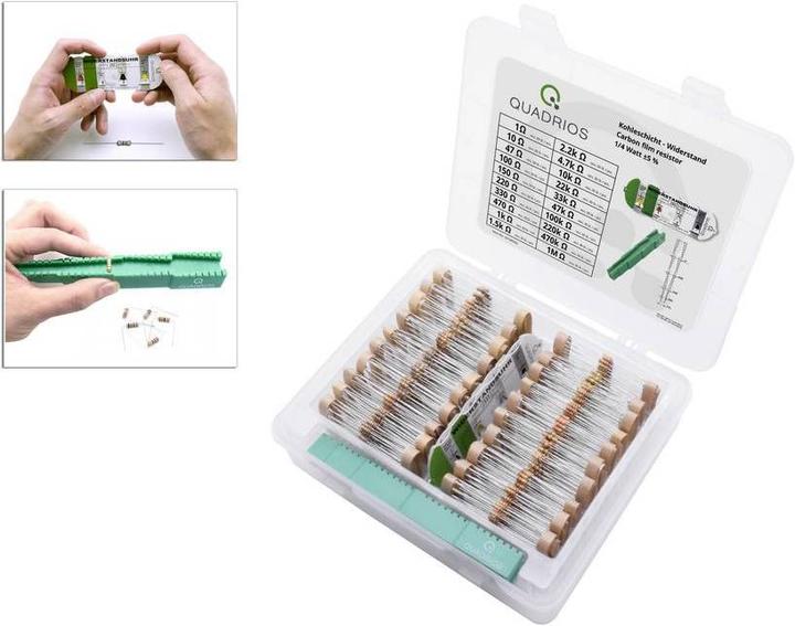 Produktbild Quadrios Kohleschicht-Widerstand Sortiment 1/4W, ±5% mit Zubehör, 1002 tlg