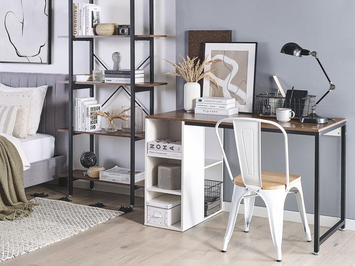 Immagine prodotto Beliani Scrivania bianca / legno scuro 120 x 60 cm DESE (120 x 60 x 75 cm)