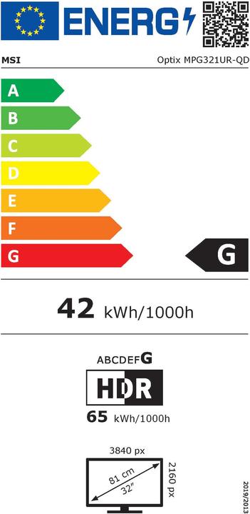Energie-Label MSI Optix MPG321URDE-QD (3840 x 2160 Pixel, 32")
