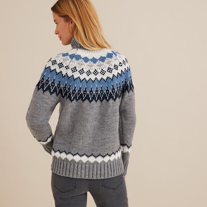 Produktbild Anne Weyburn Grobstrickpullover mit Jacquardmuster und Rollkragen (46)