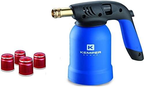 Produktbild Kemper Lötlampe mit Piezo Zündung inkl. 4 x Gas Kartusche, KE2019