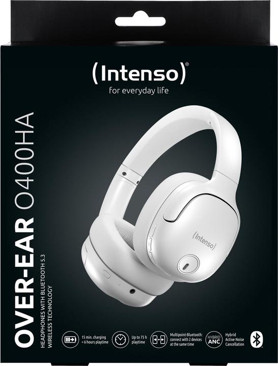 Immagine prodotto Intenso Cuffie over-ear O400HA - Cancellazione attiva del rumore ibrida, fino a 75 ore di autonomia e B (ANC, 75 h, Senza fili)