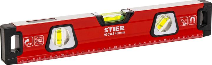 Produktbild Stier Premium Wasserwaage mit Magnet und drei Libellen 400 mm ±0,5 mm/m (40 cm)