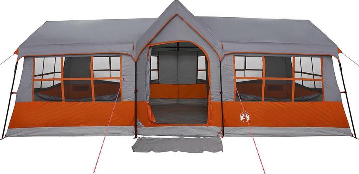 Actual product image VidaXL Camping tent with windows Grey and orange 12-person waterproof (Dome tent)