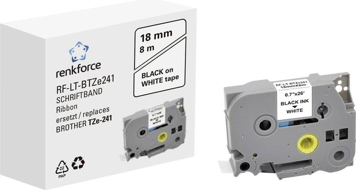 Produktbild Renkforce Schriftband RF-LT-BTZe241 Kompatibel ersetzt Brother TZe-241 18 mm B (1.80 cm, Weiss)