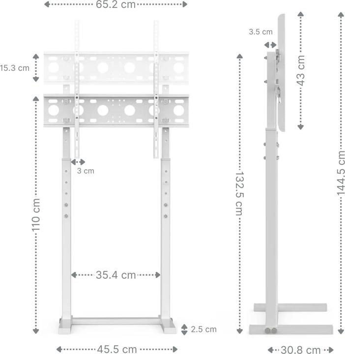 Produktbild Hermex Universal TV-Ständer LCD Fernseher Bildschirm Standfuss Display Weiss (Samsung Flip 2.0, LG, Loewe, Sony, Philips mit VESA-Vorrichtung, 65", 40 kg)