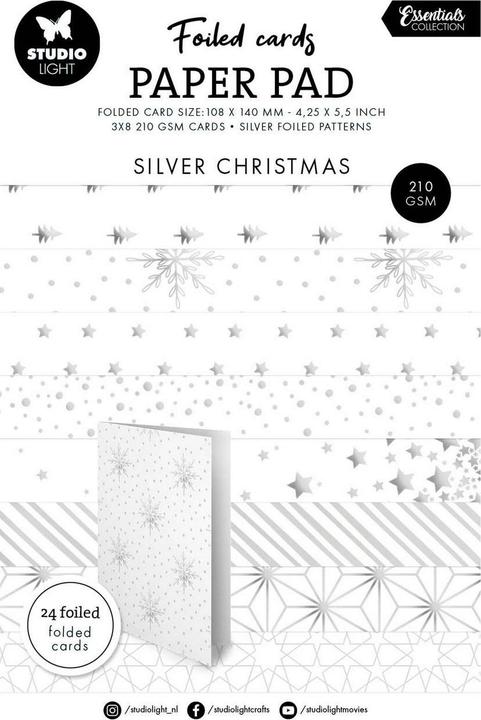 Immagine prodotto art by marlene Foiled cards Tampone di carta "Silver Christmas" 24 Foglie Essentials (24 x)