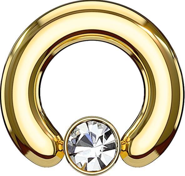 Actual product image Star Piercing Closure Ring gold-plated disc crystal silver (Surgical steel 316L, without brass)