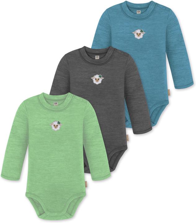 Normani 3er Pack Baby Merino Langarmbody „Tuai" - 9403