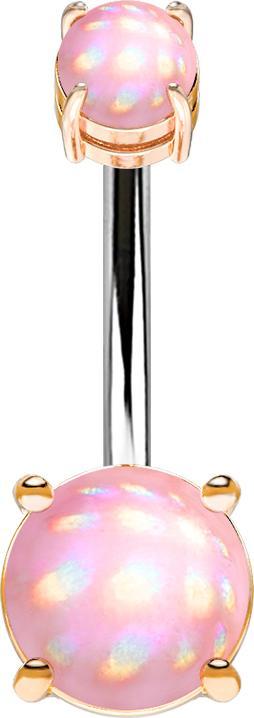 Produktbild Star Piercing Banane Innengewinde rosegold mit zwei Epoxidstein pink (Messing, Chirurgenstahl 316L)